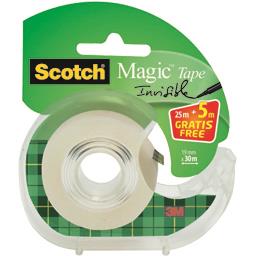 SCOTCH RUBAN MAGIC 25 M X 19 MM 1 ROULEAU/DEV.RECHARGEABLE