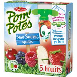 POM'POTES POM'POTES SANS SUCRE AJOUTÉ 5 FRUITS ROUGE 4X90G