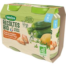 BLEDINA BLEDINA LES RECOLTES BIO COURGETTES RIZ POULET THYM 2X200G