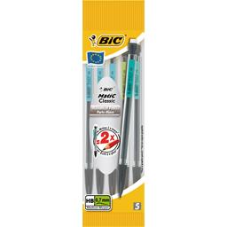 BIC CORPS TRANSPARENT INTÉRIEUR NOIR - AGRAFE COLORÉE - GOMME - CONTIENT 3