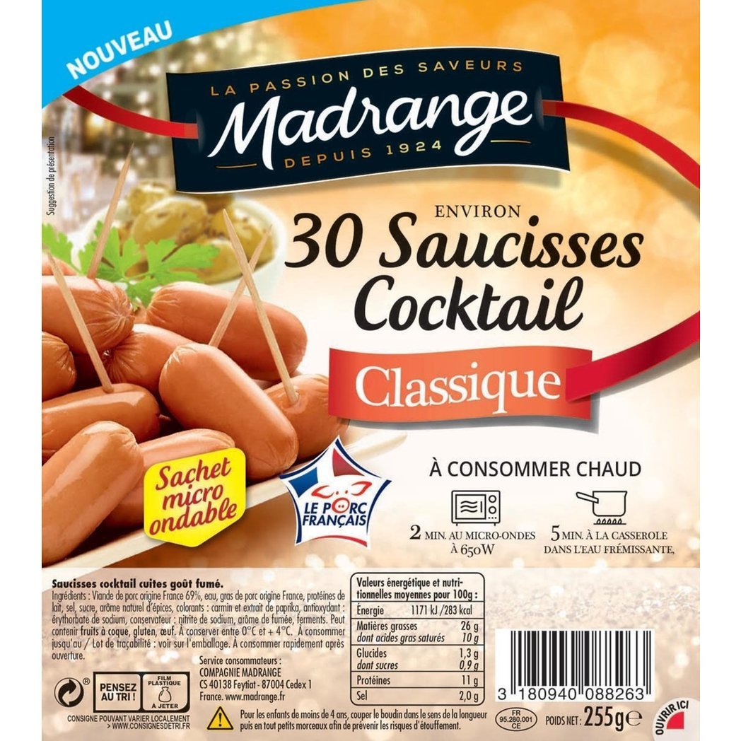 MADRANGE SAUCISSE COCKTAIL MADRANGE 255G