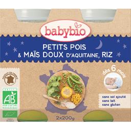 BABYBIO BONNE NUIT PETITS POIS MAIS RIZ BABYBIO 2X200G
