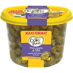 CROC'FRAIS OLIVES ENTIÈRES CASSÉES À L'AIL 500G