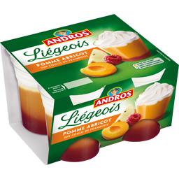 ANDROS LIEGEOIS POMME ABRICOT COULIS FRAMBOISE ANDROS 4X100G