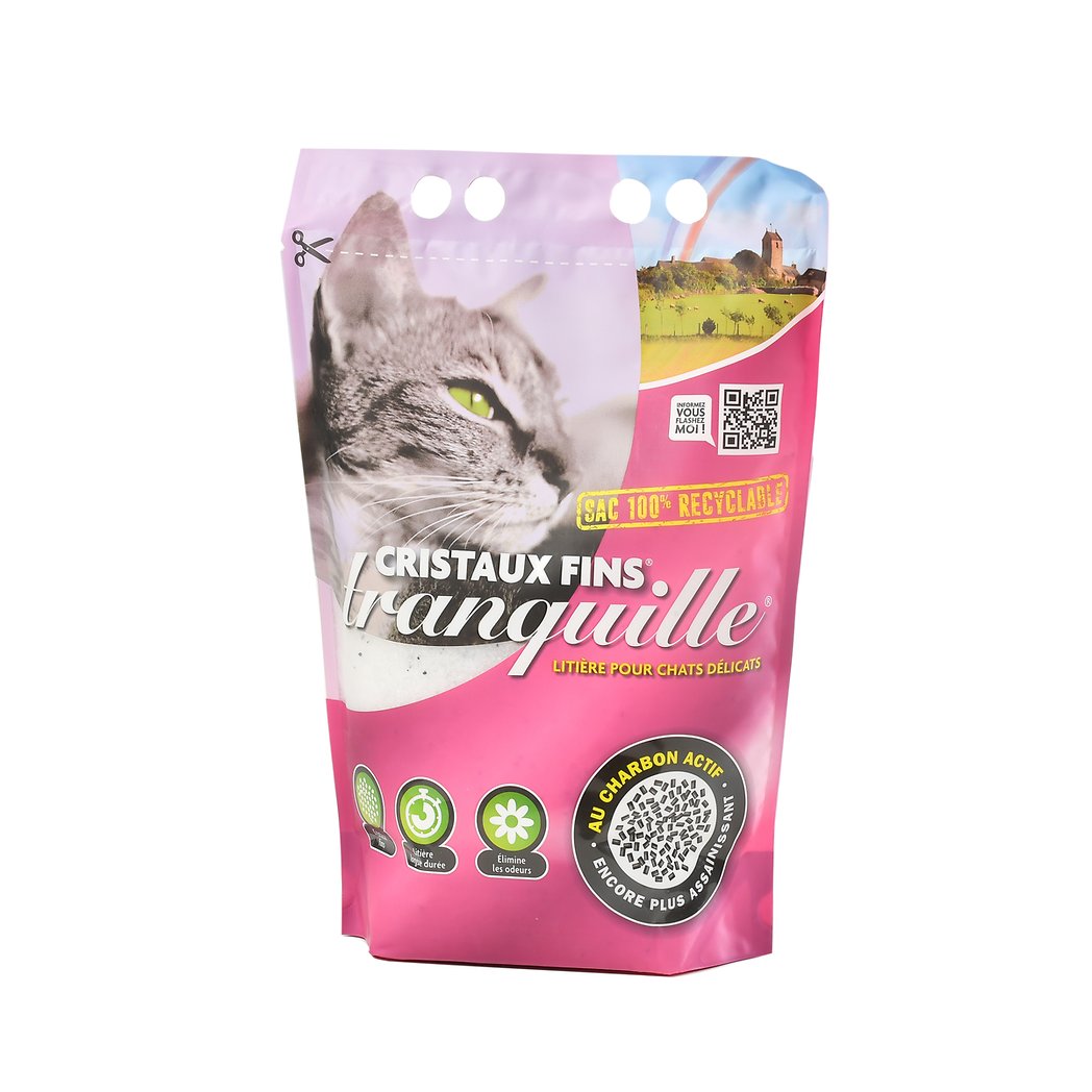 TRANQUILLE LITIÈRE TRANQUILLE CRISTAUX FINS CHARBON ACTIF SAC RECYCLABLE 3,70 L