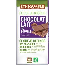 ETHIQUABLE CHOCOLAT AU LAIT RIZ SOUFFLÉ BIO ETHIQUABLE 100G