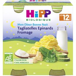 HIPP TAGLIATELLES / FROMAGE / FONDUE D'ÉPINARDS HIPP 2X250G