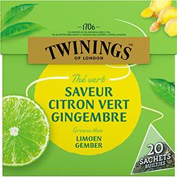 TWININGS THE VERT CITRON VERT GINGEMBRE TWININGS 20 SACHETS