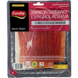 ESPUNA JAMBON SERRANO ESPAGNOL RÉSERVA TRANCHES SUPERFINES ESPUNA 100G